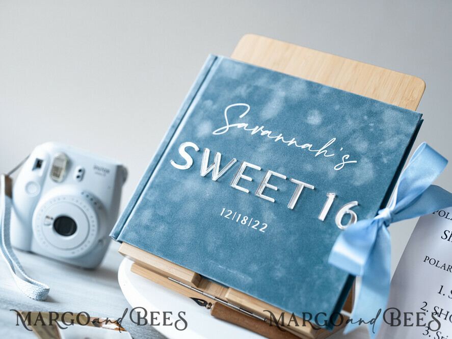 HOCHZEITS-GÄSTEBÜCHER Instax Sofortbildbuch Sweet 16 Gästebuch personalisiert, samtiges Sofortbildbuch Boho elegant Instax Sweet 16 Foto-Gästebuch