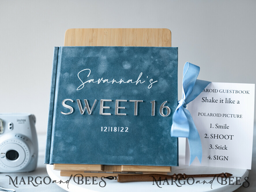 HOCHZEITS-GÄSTEBÜCHER Instax Sofortbildbuch Sweet 16 Gästebuch personalisiert, samtiges Sofortbildbuch Boho elegant Instax Sweet 16 Foto-Gästebuch