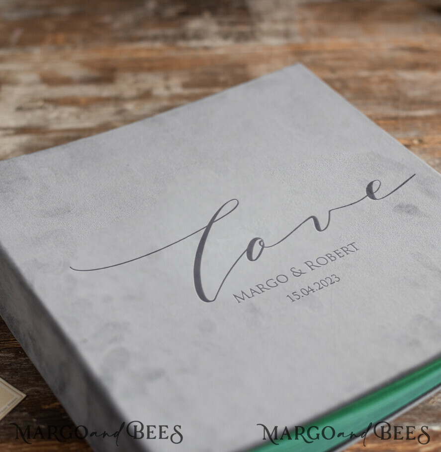HOCHZEITS-GÄSTEBÜCHER Instax Sofortbildbuch Hochzeits-Gästebuch personalisiert, samtgraues Sofortbildbuch, elegantes, kundenspezifisches Instax-Hochzeitsfoto-Gästebuch.