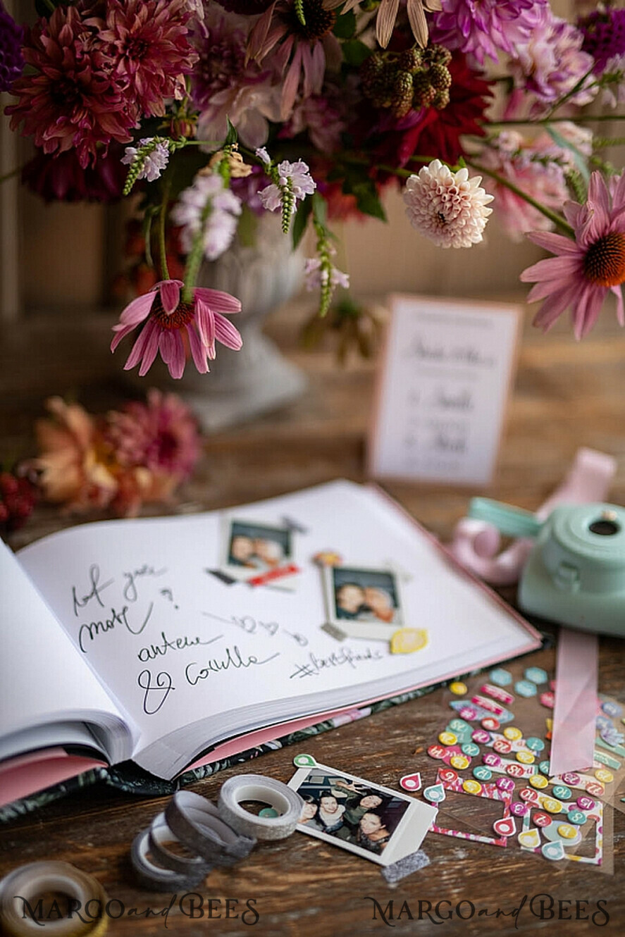 HOCHZEITS-GÄSTEBÜCHER Instax Sofortbildbuch Samt personalisiertes Hochzeits-Gästebuch Standbuch
