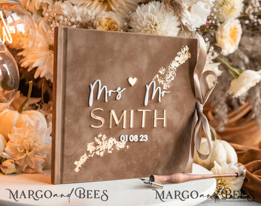 HOCHZEITS-GÄSTEBÜCHER Instax Sofortbildbuch Fall beige Gold Acryl Hochzeitsgastbuch personalisiert, Tan Taupe Samt Sofortbildbuch Boho elegant Instax Hochzeitsfoto-Gästebuch, erdiger Acryl Instax Gästebuch-Schild, neutraler Samt Fotobuch