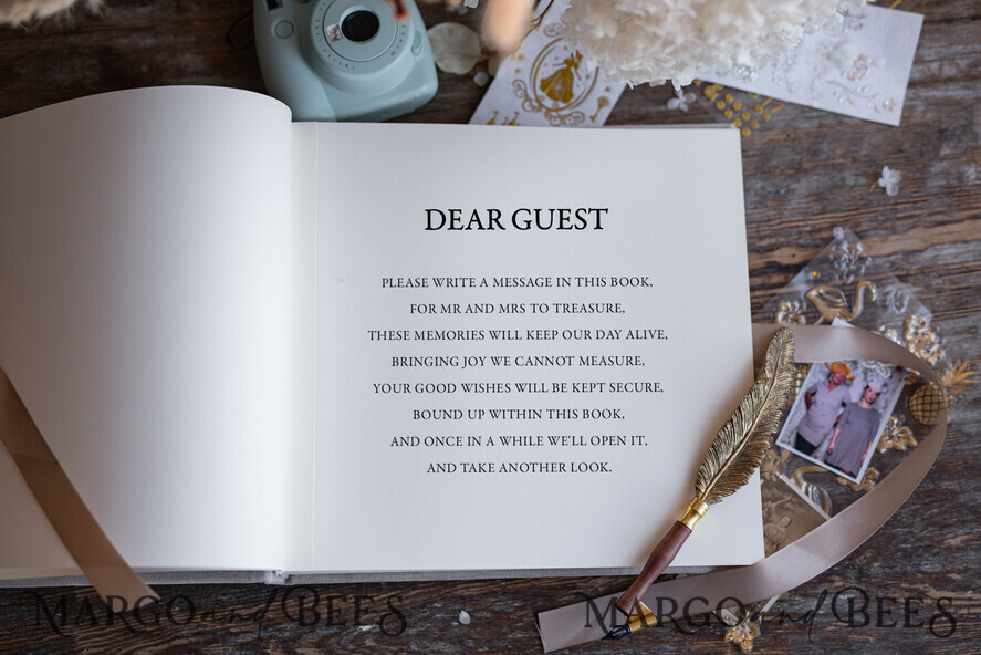 HOCHZEITS-GÄSTEBÜCHER Instax Sofortbildbuch Luxuriöses Hochzeitsgastbuch, Samt beige und Gold personalisiertes Hochzeitsgastbuch, Ideen für Hochzeitsgastbücher