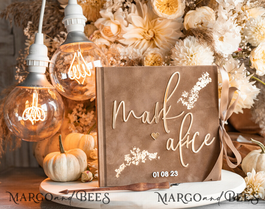HOCHZEITS-GÄSTEBÜCHER Instax Sofortbildbuch Fall beige Gold Acryl Hochzeitsgästebuch personalisiert, Tan Taupe Samt Sofortbildbuch Boho elegant Instax Hochzeitsfoto Gästebuch, Erdfarbenes Acryl Instax Gästebuch Schild, Neutraler Samt Fotobuch.