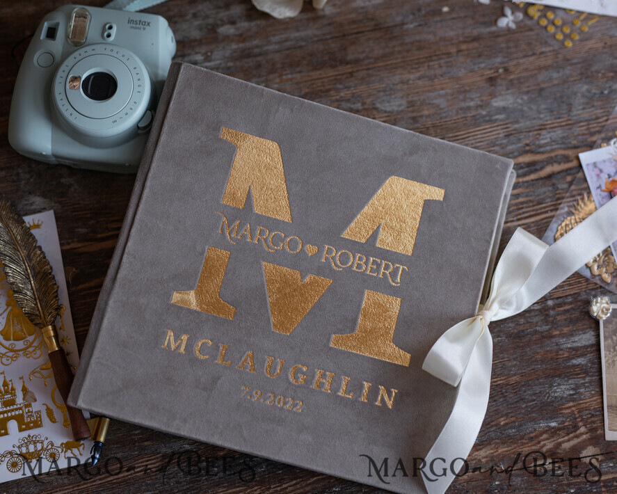 HOCHZEITS-GÄSTEBÜCHER Instax Sofortbildbuch Luxus Hochzeitsgästebuch, Nude und gold Samt Sofortbildbuch, Elegantes Instax Hochzeitsfoto-Gästebuch