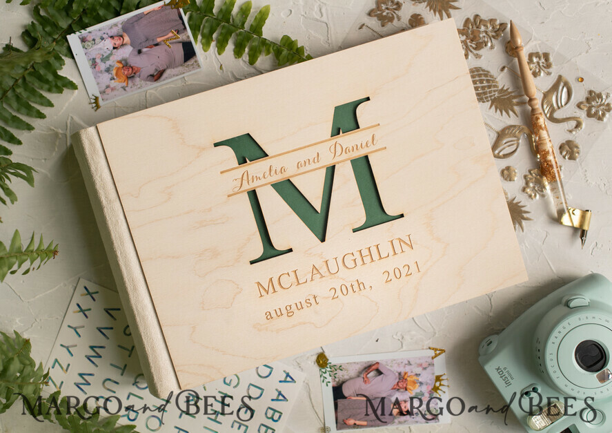 HOCHZEITS-GÄSTEBÜCHER Instax Sofortbildbuch Personalisierte rustikale Hochzeitsgästebuch, Holz personalisiertes Hochzeitsalbum • Holzgraviertes Fotobooth-Buch
