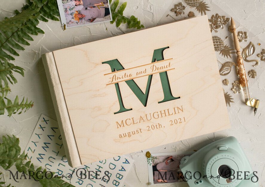 HOCHZEITS-GÄSTEBÜCHER Instax Sofortbildbuch Personalisierte rustikale Hochzeitsgästebuch, Holz personalisiertes Hochzeitsalbum • Holzgraviertes Fotobooth-Buch
