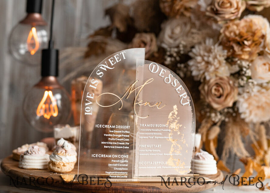 TISCHDEKORATIONSCHILDER   Acryl Tischdekoration Zahlen Acrylbogen Beige Ombre Dessertmenü, Klarer Acrylgold Taupe Candy Bar Schild, Nude Gold Plexi Tischbogen Menü, Luxuriöse Beige Ombre Hochzeits Tischdekoration, Hochzeitsschild Golden Spiegel Dessertmenü