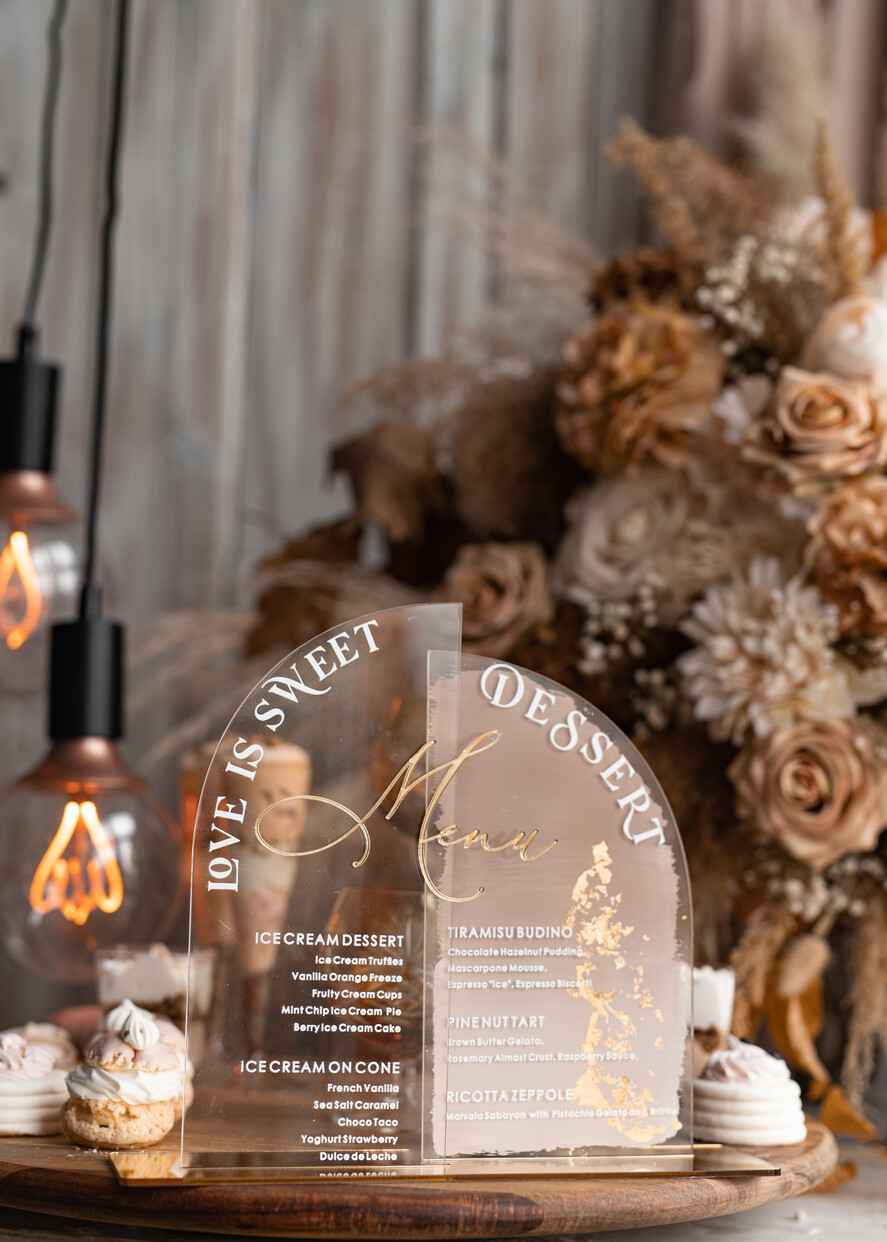 TISCHDEKORATIONSCHILDER   Acryl Tischdekoration Zahlen Acrylbogen Beige Ombre Dessertmenü, Klarer Acrylgold Taupe Candy Bar Schild, Nude Gold Plexi Tischbogen Menü, Luxuriöse Beige Ombre Hochzeits Tischdekoration, Hochzeitsschild Golden Spiegel Dessertmenü