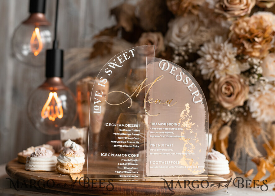 TISCHDEKORATIONSCHILDER   Acryl Tischdekoration Zahlen Acrylbogen Beige Ombre Dessertmenü, Klarer Acrylgold Taupe Candy Bar Schild, Nude Gold Plexi Tischbogen Menü, Luxuriöse Beige Ombre Hochzeits Tischdekoration, Hochzeitsschild Golden Spiegel Dessertmenü
