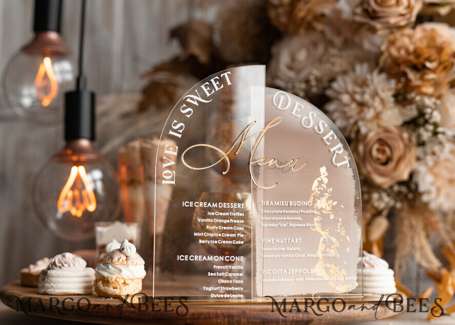 TISCHDEKORATIONSCHILDER   Acryl Tischdekoration Zahlen Acrylbogen Beige Ombre Dessertmenü, Klarer Acrylgold Taupe Candy Bar Schild, Nude Gold Plexi Tischbogen Menü, Luxuriöse Beige Ombre Hochzeits Tischdekoration, Hochzeitsschild Golden Spiegel Dessertmenü