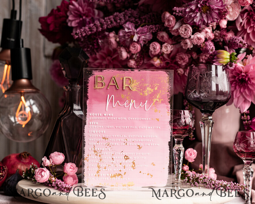 TISCHDEKORATIONSCHILDER   Acryl Tischdekoration Zahlen Acryl Bar Menü, Mauve Ombre Klare Acryl- und Goldschild, Gold Plexi-Kartenbox-Schild, Luxus Hochzeits Tischdekoration, Hochzeitsbeschilderung Goldenes Spiegelschild, bearbeitbarer Text