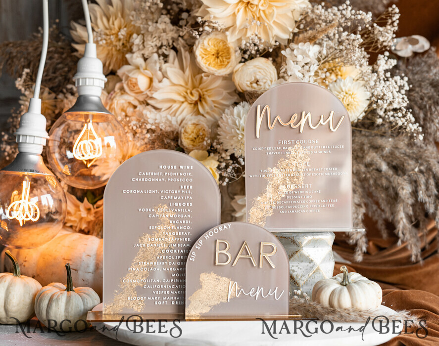 TISCHDEKORATIONSCHILDER   Acryl Tischdekoration Zahlen Acrylbogen Cappuccino Tischmenü, klare Acryl- und Goldschilder, Nude-Gold Plexi Tischnummern, tanfarbene Luxus-Hochzeitstischdekoration, erdige Hochzeitsbeschilderung goldene Spiegel Tischnummern