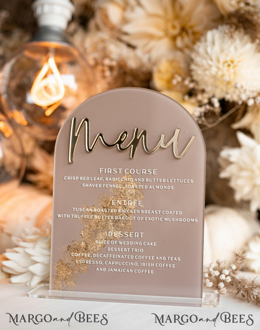 TISCHDEKORATIONSCHILDER   Acryl Tischdekoration Zahlen Acrylbogen Cappuccino Tischmenü, klare Acryl- und Goldschilder, Nude-Gold Plexi Tischnummern, tanfarbene Luxus-Hochzeitstischdekoration, erdige Hochzeitsbeschilderung goldene Spiegel Tischnummern