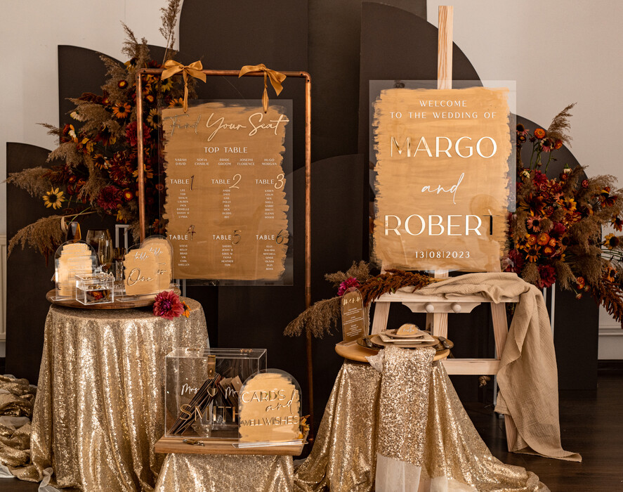 TISCHDEKORATIONSCHILDER   Acryl Tischdekoration Zahlen Acrylbogenkarten und Wünsche-Schild, Klarer Acryl- und Goldschild, Gold Plexikartenbox-Schild, Luxuriöse Hochzeitstischdekoration, Hochzeitsschild Goldene Spiegelschilder