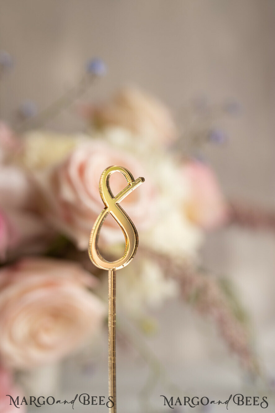 TISCHDEKORATIONSCHILDER   Acryl Tischdekoration Zahlen Acryl-Tischnummern, goldener Spiegel-Acryl und goldenes Schild, goldene Plexi-Tischnummern, luxuriöse Hochzeitstischdeko, Hochzeitsschild 3D goldene Spiegeltischnummer