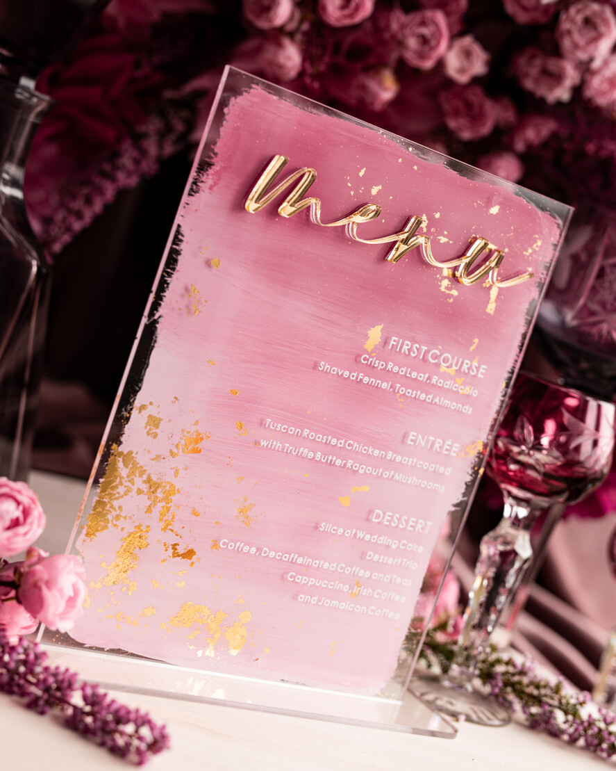 TISCHDEKORATIONSCHILDER   Acryl Tischdekoration Zahlen Ombre bemalt blassrosa Mauve Acryl modernes Tischmenü, Staubige Rose Acryl & goldenes Schild, Gold Plexi Tischnummer, Luxus Hochzeits Tischdekoration, 3D Hochzeitsbeschilderung