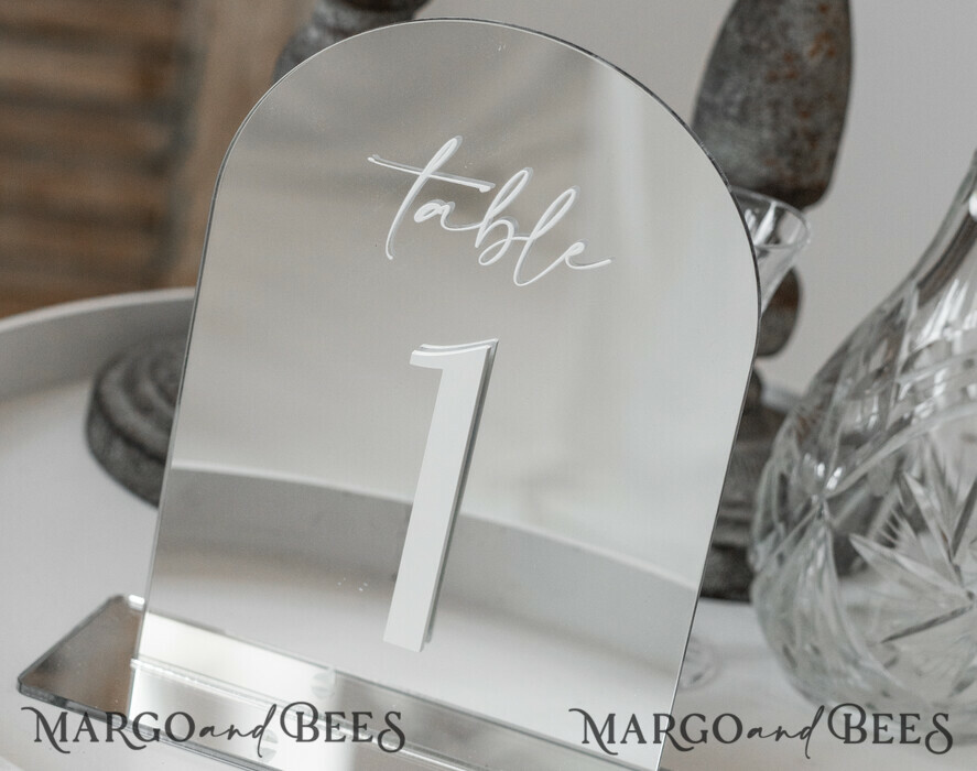 TISCHDEKORATIONSCHILDER   Acryl Tischdekoration Zahlen Arch-Acryl-Tischnummern Silber Acrylschild, Silber Plexi Tischnummern, Luxus Hochzeits Tischdekoration Centerpieces Dekorationen, SvS