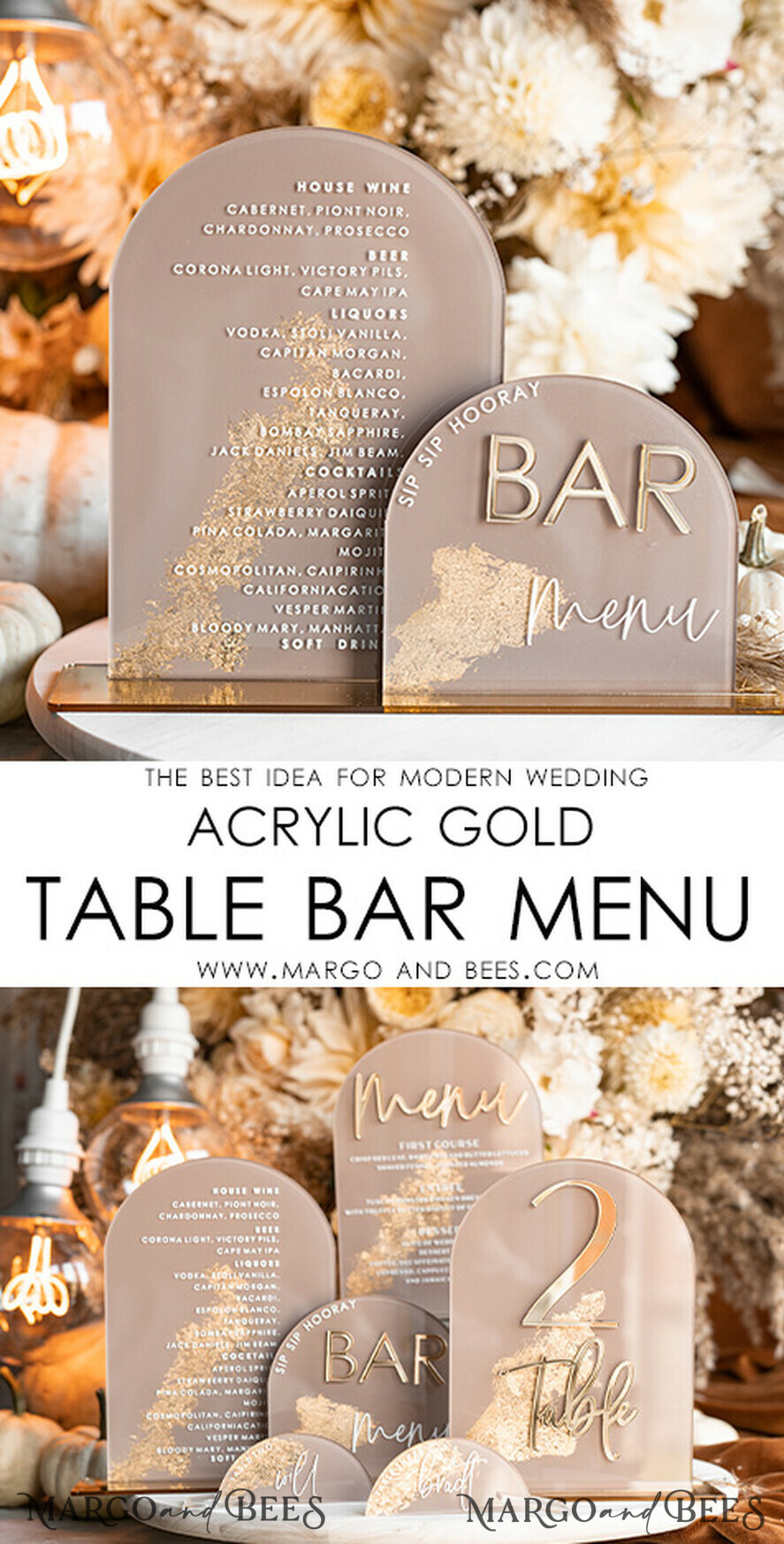 TISCHDEKORATIONSCHILDER   Acryl Tischdekoration Zahlen Acrylbogen Cappuccino Bar Menü, Klare Acryl- und Gold-Bar-Menü, Nude Taupe Gold Plexi Getränkebar-Menü, Tan Luxus Hochzeits-Getränkebar Tischdekoration, Erdige Hochzeitsbeschilderung Goldener Spiegel Bar Menü
