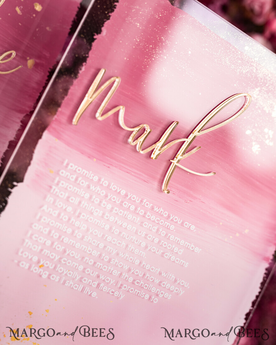 HOCHZEITSVERSPRECHEN  
 Acrylklar Gold Acryl Ombre Braut und Bräutigam Gelübde Bücher, Hochzeitsgelübde Bücher, personalisierte Gelübde Heftchen, seine und ihre Gelübde Bücher, maßgeschneiderte Hochzeitsgelübde, Hochzeitsgeschenk zur Brautparty.