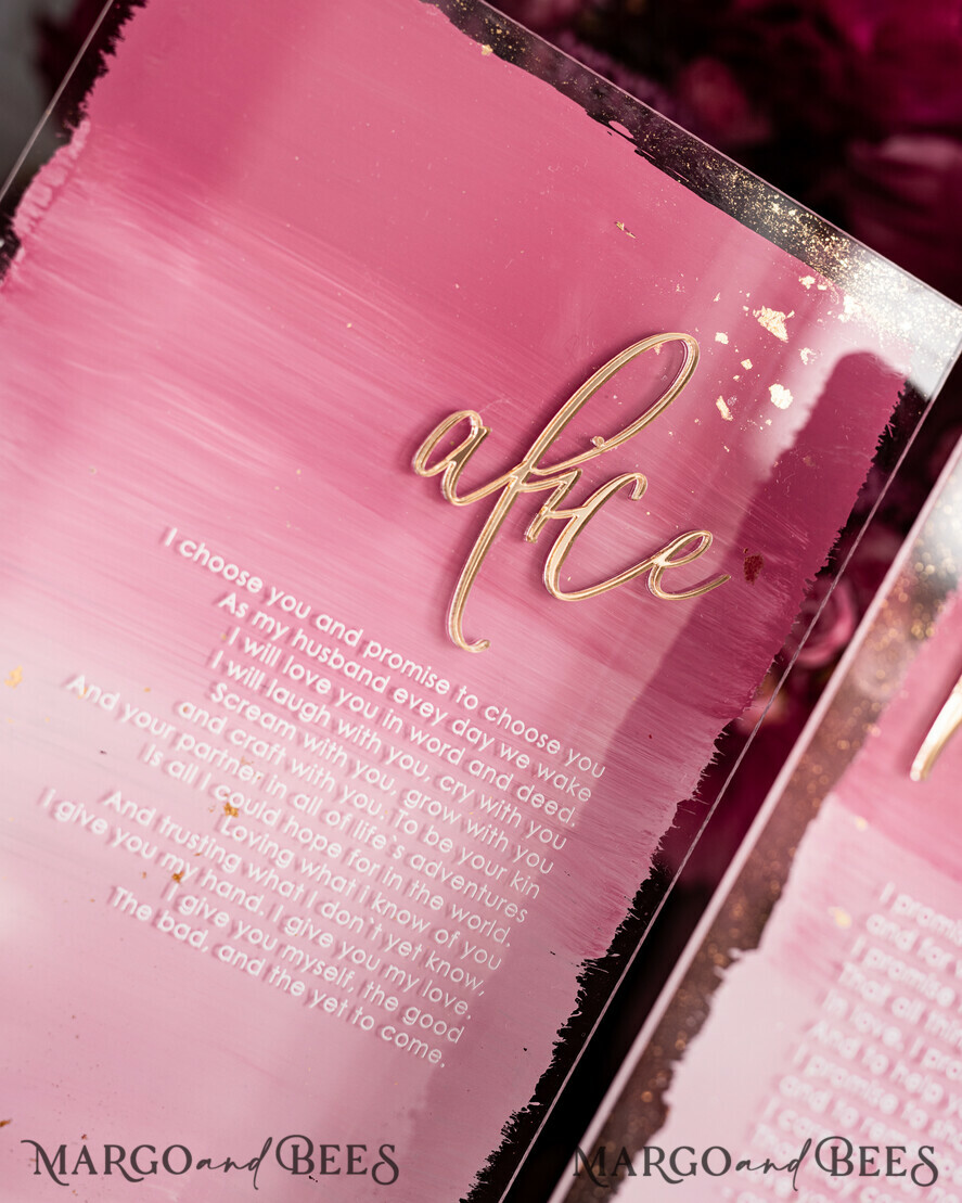 HOCHZEITSVERSPRECHEN  
 Acrylklar Gold Acryl Ombre Braut und Bräutigam Gelübde Bücher, Hochzeitsgelübde Bücher, personalisierte Gelübde Heftchen, seine und ihre Gelübde Bücher, maßgeschneiderte Hochzeitsgelübde, Hochzeitsgeschenk zur Brautparty.