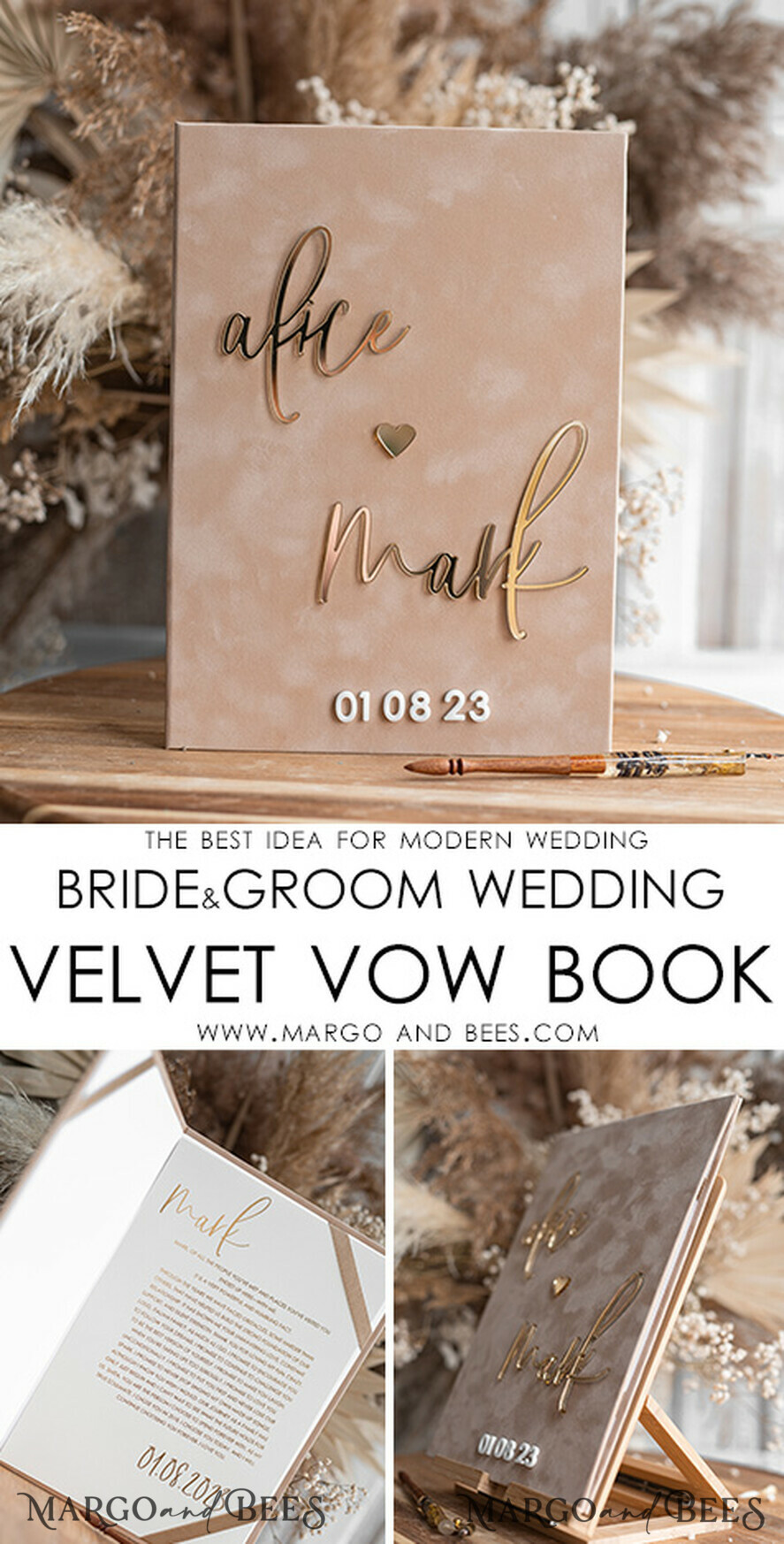 HOCHZEITSVERSPRECHEN  
 Acrylklar Gold Braut- und Bräutigam-Eidbücher, Hochzeits-Eidbücher, personalisierte Eid-Heftchen, seine und ihre Eidbücher, individuelle Hochzeits-Eid-Boxen, Geschenk zur Hochzeitsfeier.