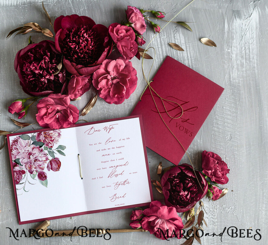 HOCHZEITSVERSPRECHEN  
 modern  
 Moderne Hochzeitsgelübde, personalisierte Hochzeitsgelübde-Heftchen, personalisierte Hochzeitsgelübde-Bücher, maßgeschneiderte Gelübdebücher, burgunderfarbene florale Hochzeitsgelübde-Bücher