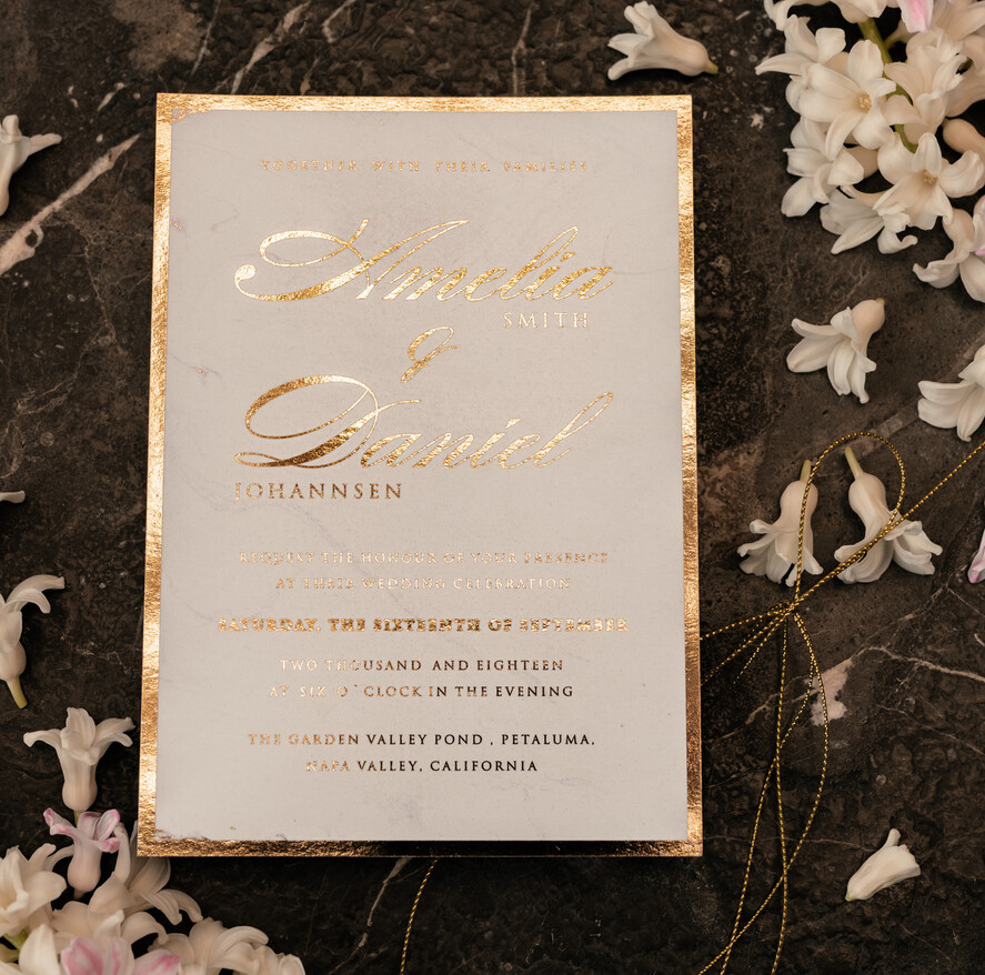 PROBENNEHMESERVICE
 Muster
 Gold-Marmor-Hochzeitseinladung Muster, luxuriöses handgefertigtes Musterset, Goldfolien-Hochzeitseinladung, Pocket-Marmor-Goldeinladungen Musterset