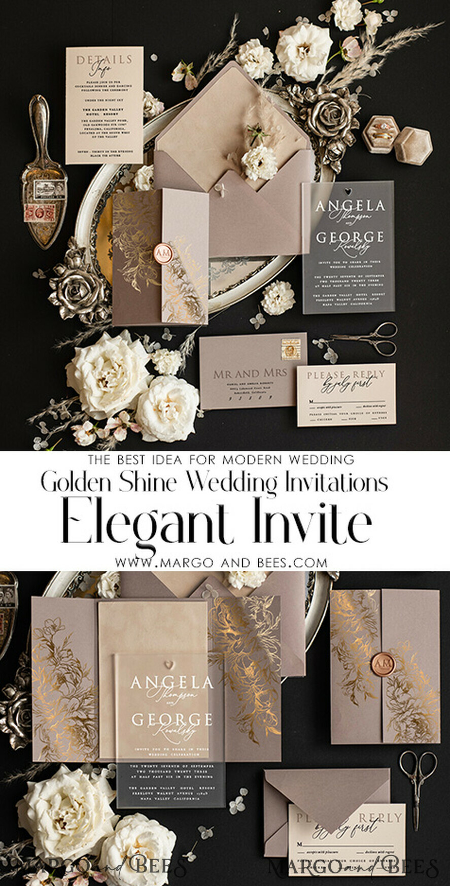 PROBENNEHMESERVICE
 Muster
 Elfenbein Beige Hochzeitseinladung Muster, Cappuccino handgefertigtes Musterset, Beige Samt und Goldfolie Hochzeitseinladung, frosted Acryl Einladungen Musterset