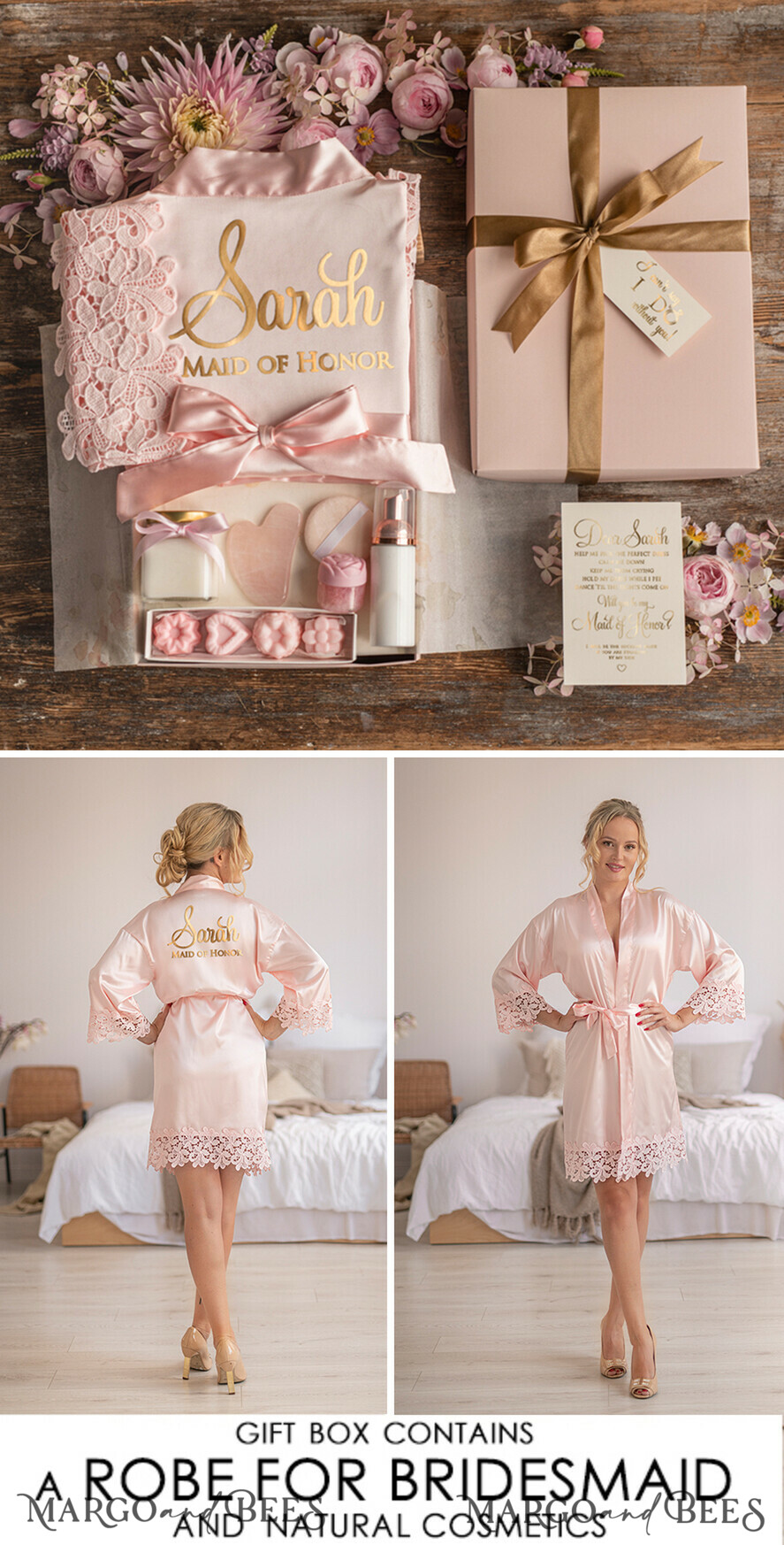 Brautjungfer/Trauzeuge Box WIRST DU MEINE BRAUTJUNGEFRIENDE SEIN? Brautjungfern-Geschenkbox, Satinrobe Brautjungfern-Antrag, natürliches Set für die Hochzeit