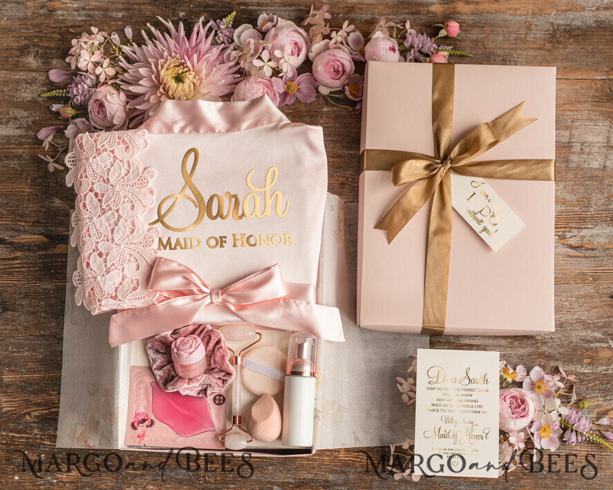 Brautjungfer/Trauzeuge Box WIRST DU MEINE BRAUTJUNGEFRIENDE SEIN? Brautjungfern Geschenkbox für die Trauzeugin, Satinrobe für die Brautjungfern-Anfrage, natürliches Set für die Hochzeit