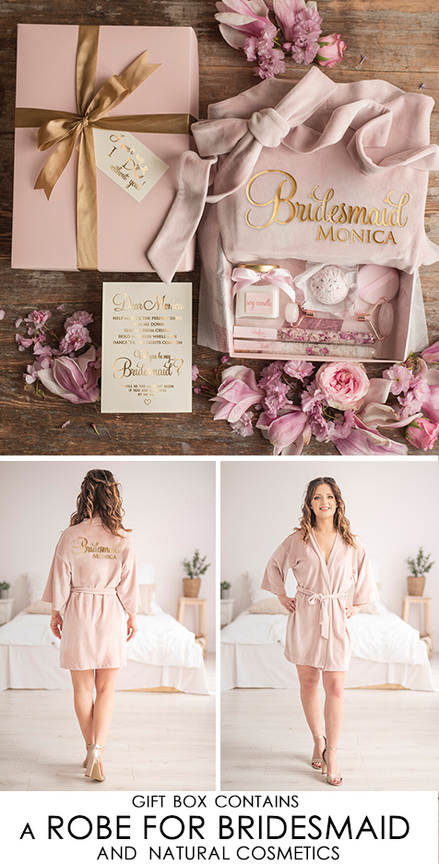 Brautjungfer/Trauzeuge Box WIRST DU MEINE BRAUTJUNGEFRIENDE SEIN? Brautjungfer Present Samtrobe, Danke Kosmetik GESCHENKBOX, natürliche Spa-Serie