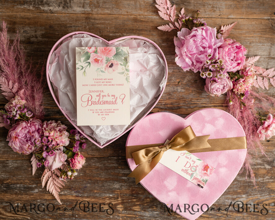 Brautjungfer/Trauzeuge Box WIRST DU MEINE BRAUTJUNGEFRIENDE SEIN? Velver Herz Trauzeugin Antrag Box, Brautjungfer Geschenkbox, Spa Kosmetik Dankeschön Box
