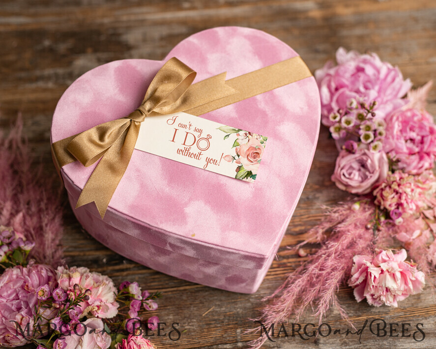 Brautjungfer/Trauzeuge Box WIRST DU MEINE BRAUTJUNGEFRIENDE SEIN? Wirst du mein Brautjungfer Geschenk sein, Wirst du mein Trauzeugin Proposal Geschenkbox Set, Pinke Herzbox