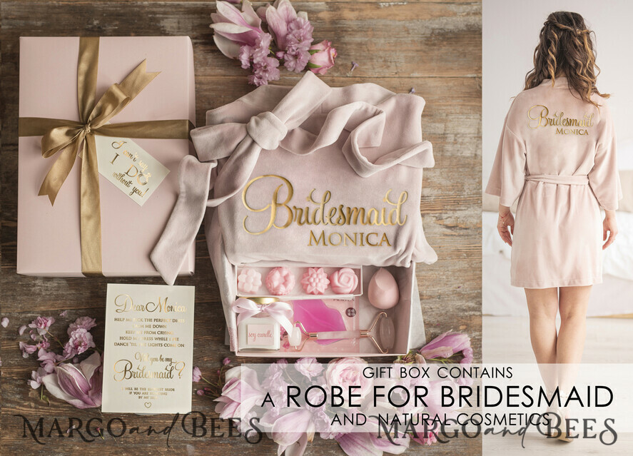 Brautjungfer/Trauzeuge Box WIRST DU MEINE BRAUTJUNGEFRIENDE SEIN? Brautjungfer Samt Hochzeitsbox, Luxuriöses Blush Vorschlagsset, Natürliche Handgemachte Geschenkbox