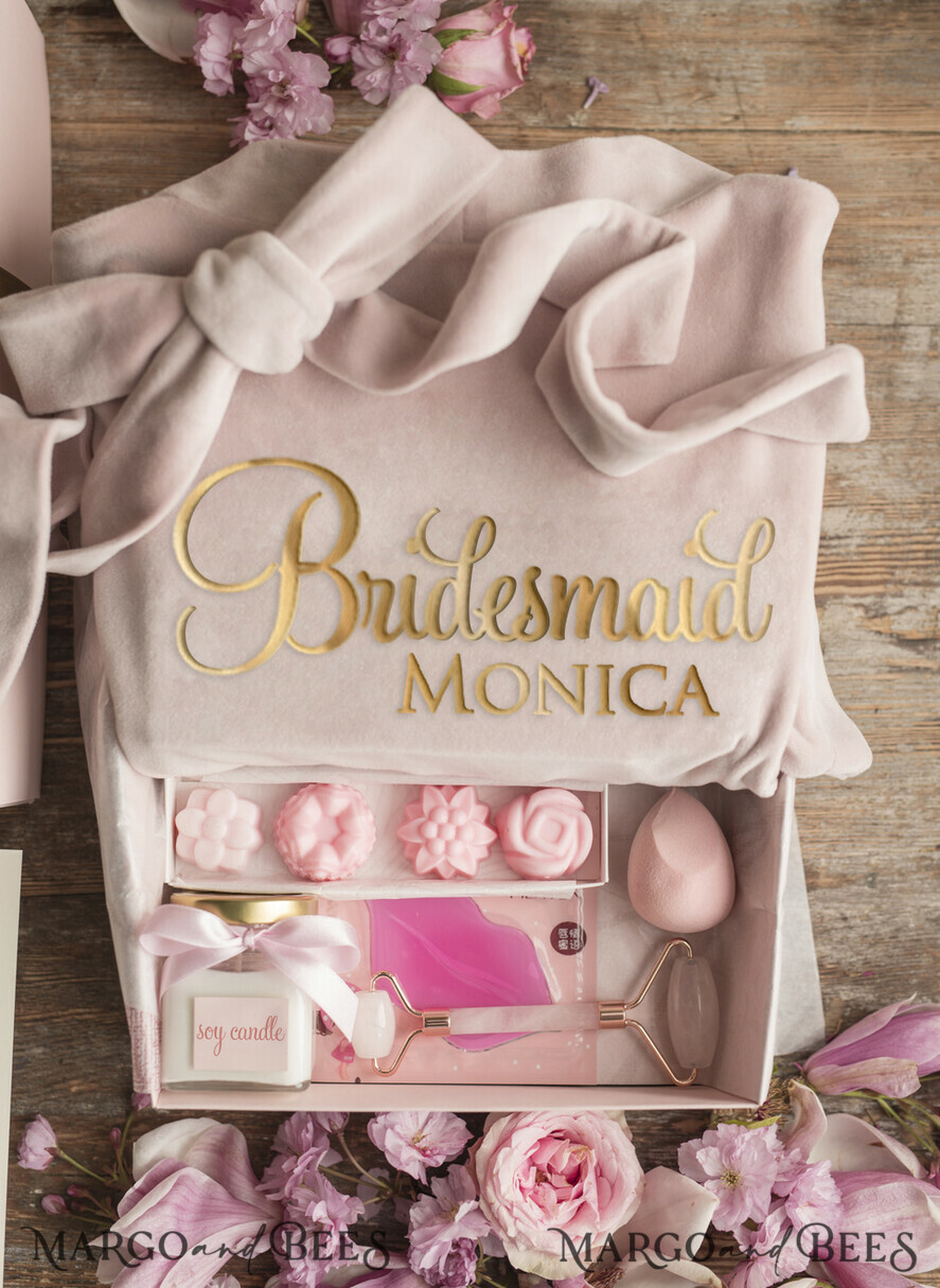 Brautjungfer/Trauzeuge Box WIRST DU MEINE BRAUTJUNGEFRIENDE SEIN? Brautjungfer Samt Hochzeitsbox, Luxuriöses Blush Vorschlagsset, Natürliche Handgemachte Geschenkbox