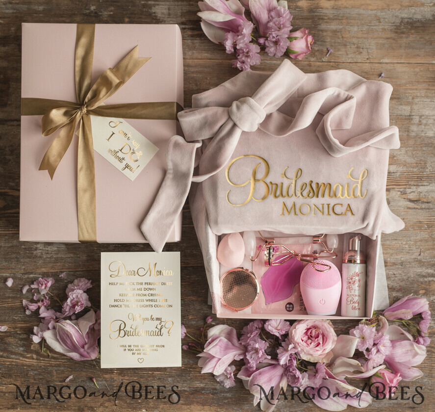 Brautjungfer/Trauzeuge Box WIRST DU MEINE BRAUTJUNGEFRIENDE SEIN? Brautjungfer Luxus Samtrobe, Brautjungfern Geschenkbox, Spa-Tag Kosmetik Hochzeitsset