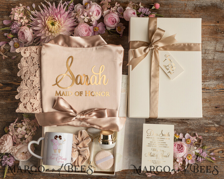 Brautjungfer/Trauzeuge Box WIRST DU MEINE BRAUTJUNGEFRIENDE SEIN? Brautjungfer Hochzeitsgeschenkbox, Satinrobe Brautjungfer Vorschlag, natürliches Set für die Hochzeit