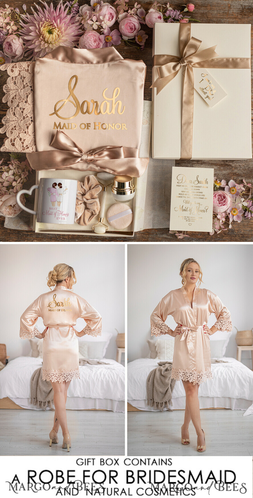 Brautjungfer/Trauzeuge Box WIRST DU MEINE BRAUTJUNGEFRIENDE SEIN? Brautjungfer Hochzeitsgeschenkbox, Satinrobe Brautjungfer Vorschlag, natürliches Set für die Hochzeit