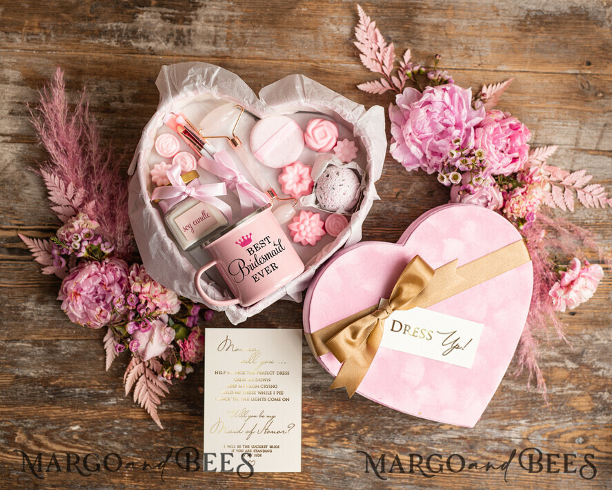 Brautjungfer/Trauzeuge Box WIRST DU MEINE BRAUTJUNGEFRIENDE SEIN? Brautjungfern Anfrage Samt Herz Box, Wirst du meine Brautjungfer sein Geschenk, Wirst du mein Ehrenjungfer Anfrage Geschenk Box Set mit Tasse