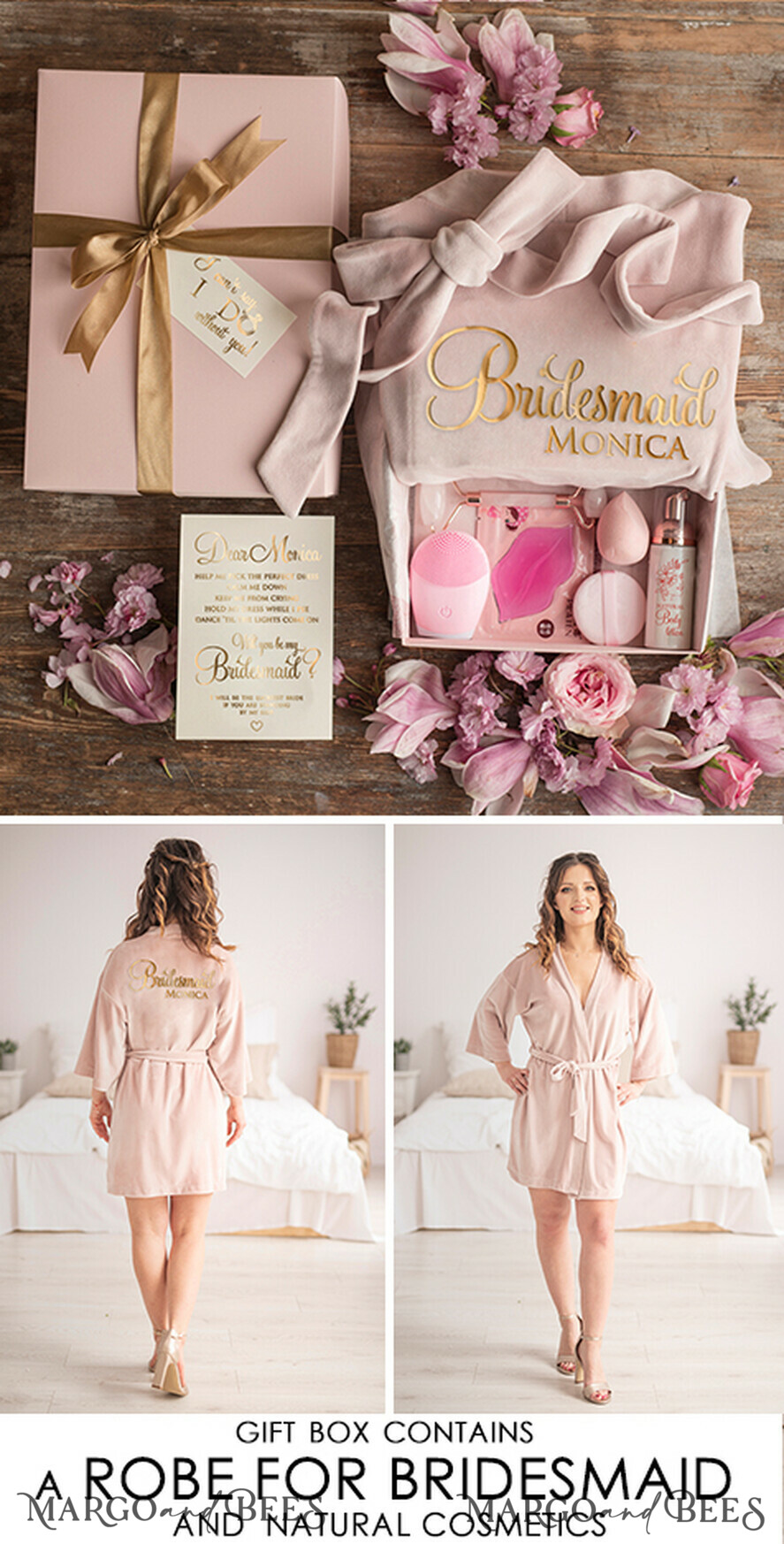 Brautjungfer/Trauzeuge Box WIRST DU MEINE BRAUTJUNGEFRIENDE SEIN? Samt-Robe Brautjungfern Geschenkbox, weiches elegantes Geschenk für die Trauzeugin, niedliches Hochzeitsset