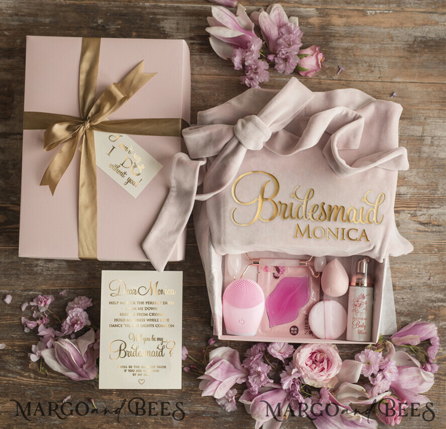 Brautjungfer/Trauzeuge Box WIRST DU MEINE BRAUTJUNGEFRIENDE SEIN? Samt-Robe Brautjungfern Geschenkbox, weiches elegantes Geschenk für die Trauzeugin, niedliches Hochzeitsset