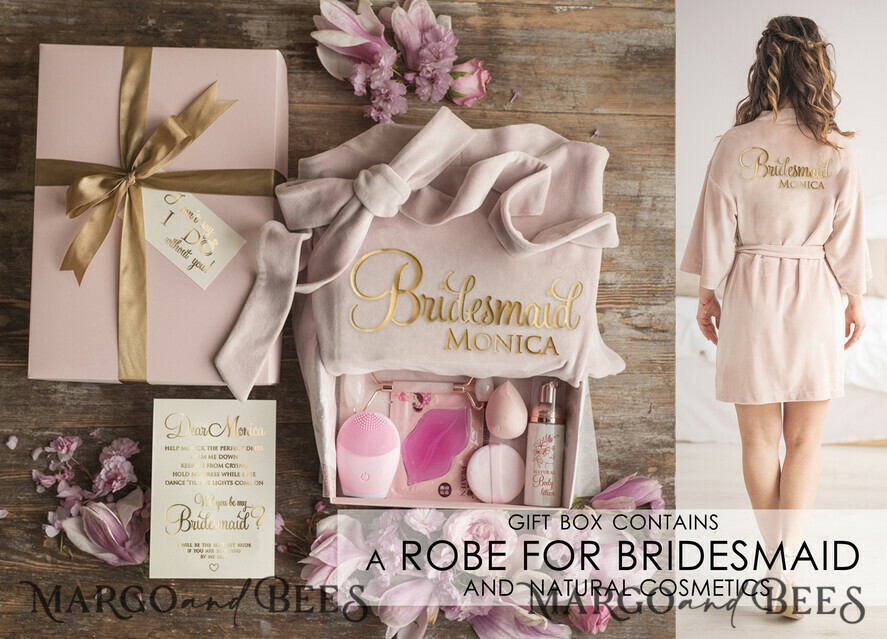 Brautjungfer/Trauzeuge Box WIRST DU MEINE BRAUTJUNGEFRIENDE SEIN? Samt-Robe Brautjungfern Geschenkbox, weiches elegantes Geschenk für die Trauzeugin, niedliches Hochzeitsset