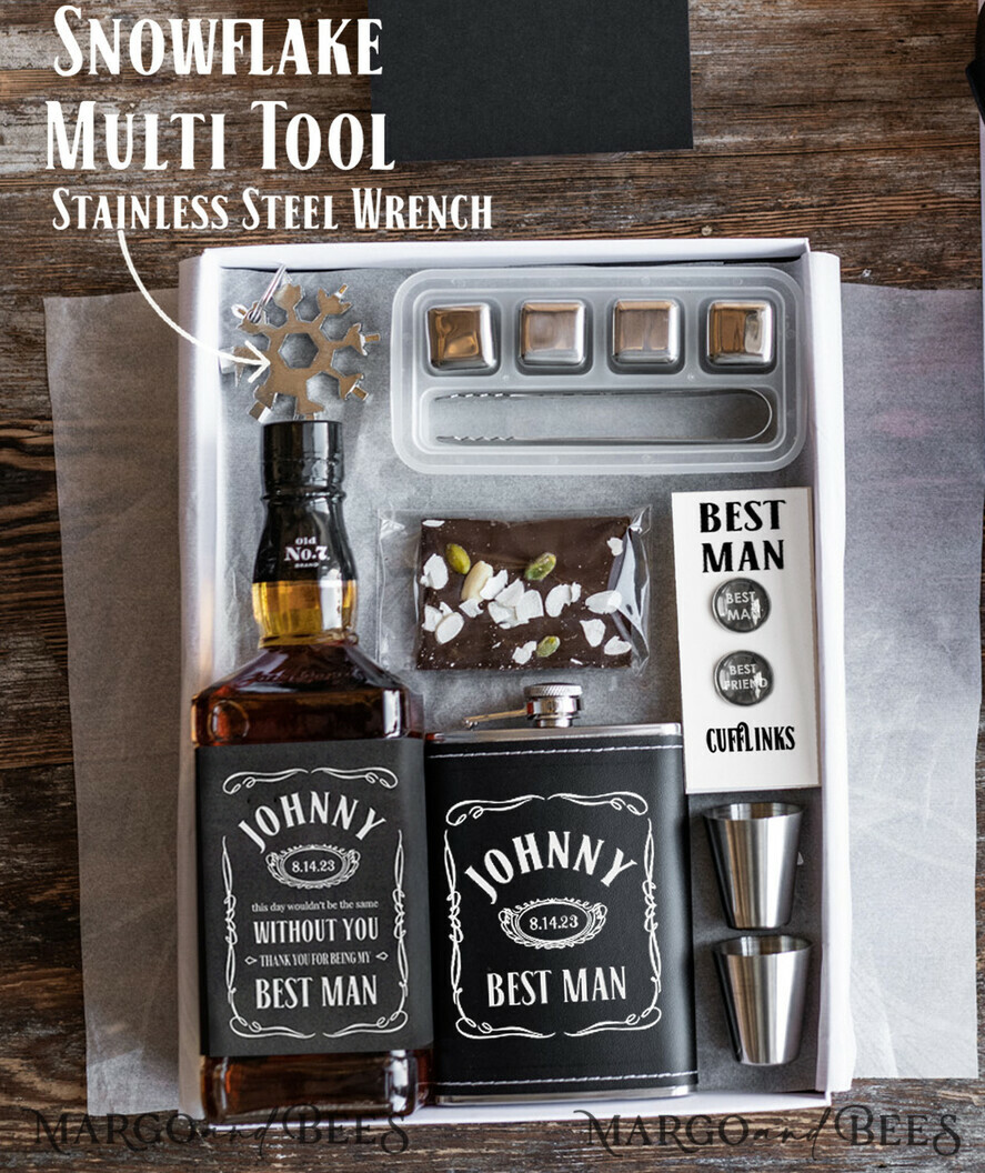 Brautjungfer/Trauzeuge Box BEST MAN DANKE Personalisierte Dankeschön-Box für den besten Mann, Whiskey-Groomsman-Geschenkbox