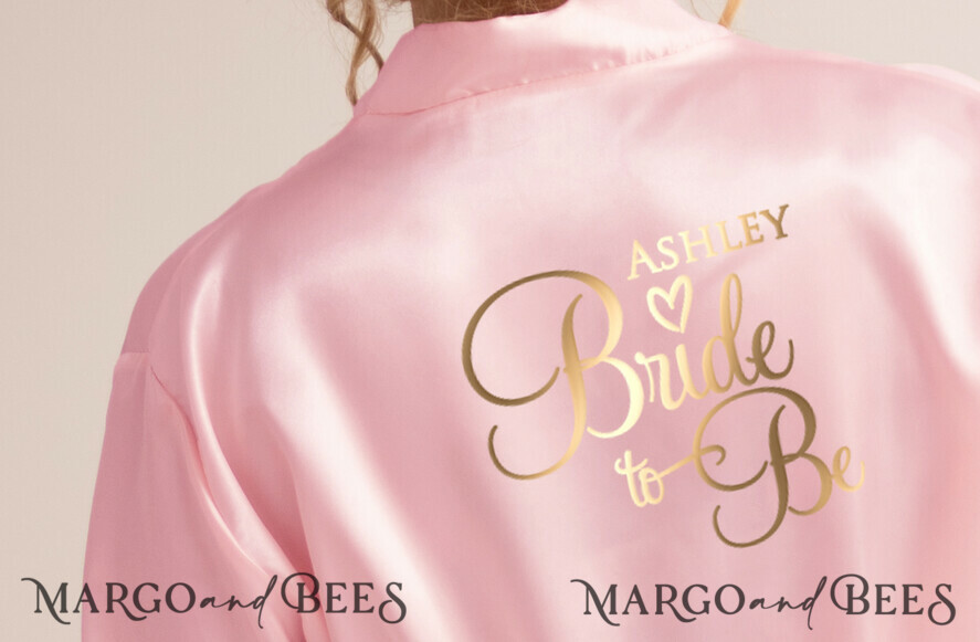 FRISCH VERHEIRATETES PAAR GESCHENKE Brautgeschenke Rosé Satinrobe, Rosé Gold Brautrobe, elegante klassische Satinrobe für die Hochzeitsvorbereitung