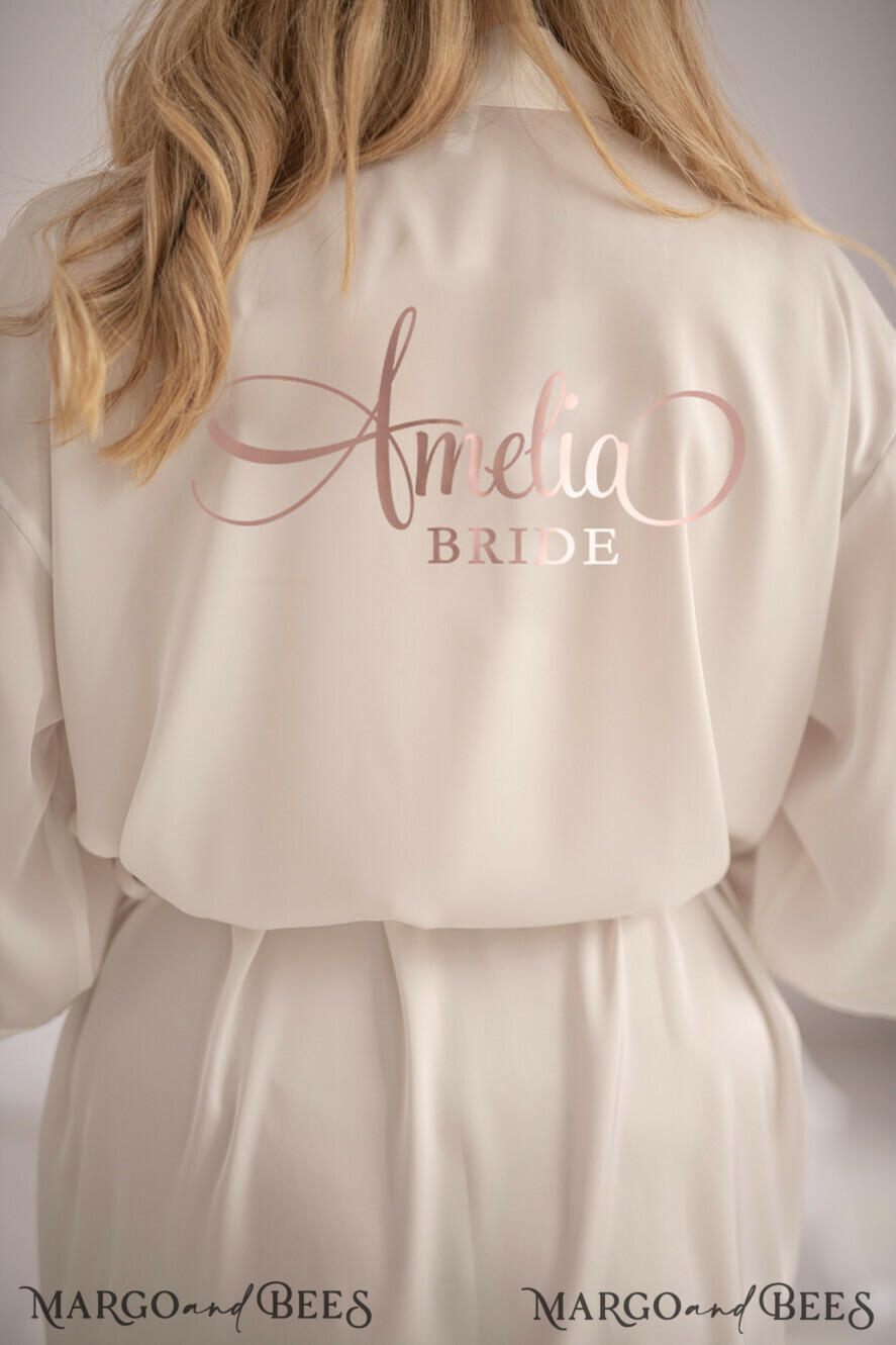 FRISCH VERHEIRATETES PAAR GESCHENKE Brautgeschenke Weißer Satin Hochzeitsrock für die Braut mit roségoldener Aufschrift, Eleganter roségoldener Hochzeitsrock, Braut Hochzeitsgeschenk