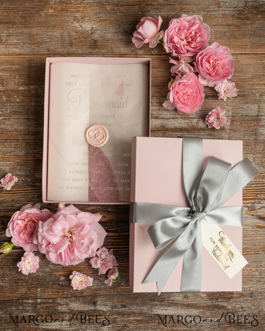 Brautjungfer/Trauzeuge Box Brautjungfer DANKE oder VORSCHLAG KLEINE BOX Brautjungfern-Vorschlag Dankeschön-Box, Boho elegante Uhr, goldene Brautjungfern-Geschenkbox