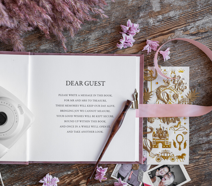 HOCHZEITS-GÄSTEBÜCHER Samtkissen Instax Gästebuch Elegantes lila Instax Samt Hochzeits-Gästebuch Gold, großes Sofort-Hochzeits-Gästebuch, Polaroid Samt-Gästebuch lila Golden Hochzeit