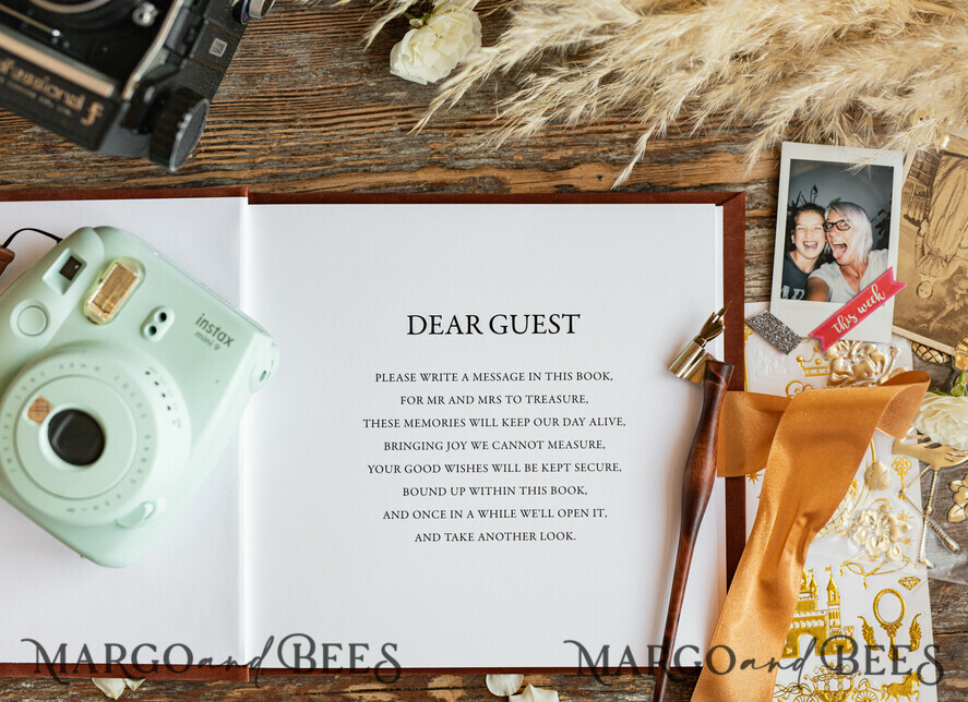 HOCHZEITS-GÄSTEBÜCHER Samtkissen Instax Gästebuch Terrakotta Boho Instax Samt Hochzeits-Gästebuch Gold, Gebranntes Orange Sofort-Hochzeits-Gästebuch, Polaroid Samt Gästebuch Rost Golden Hochzeit
