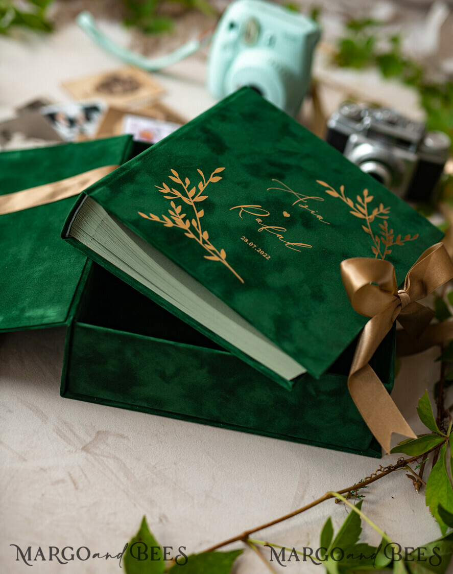 HOCHZEITS-GÄSTEBÜCHER Samtkissen Instax Gästebuch Boho Grün Pink Instax Samt Hochzeits-Gästebuch Gold, Samt Foto-Box Sofort Hochzeits-Gästebuch, Polaroid Samt Gästebuch Pink Foto-Box Goldene Hochzeit