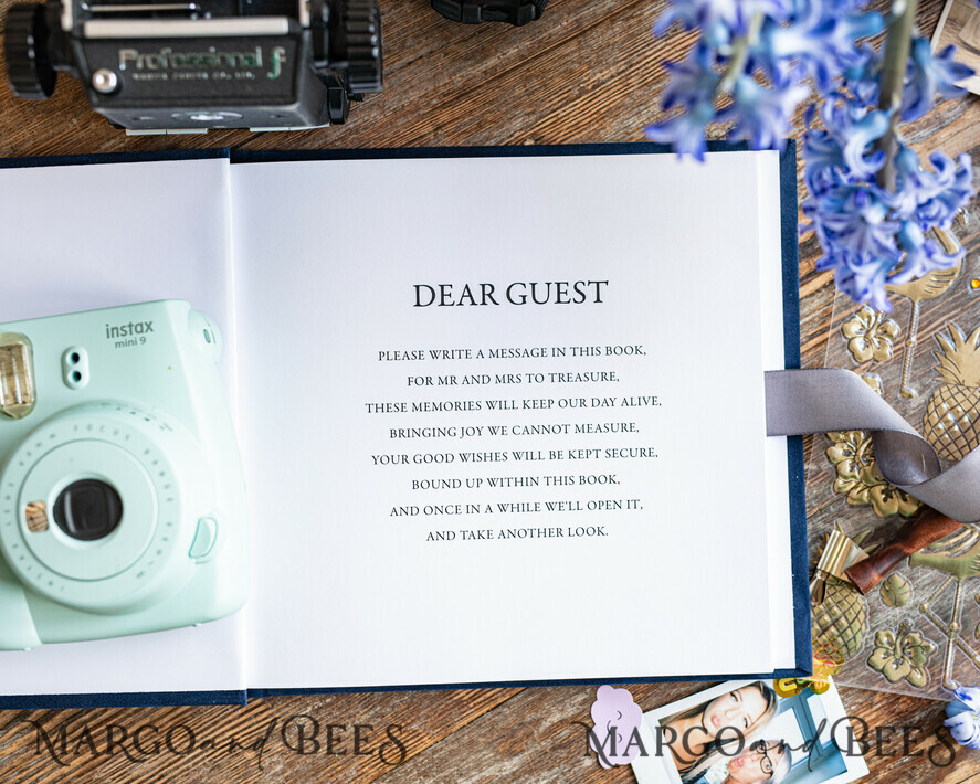 HOCHZEITS-GÄSTEBÜCHER Samtkissen Instax Gästebuch Marineblaue Boho Instax Samt Hochzeitsgäste Buch Gold, Dunkelblaue Sofort Hochzeitsgäste Buch, Polaroid Samt Gästebuch Blau Goldene Hochzeit
